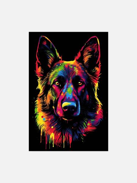 Deutscher Schäferhund Color - Poster 20x30 cm - Weiß