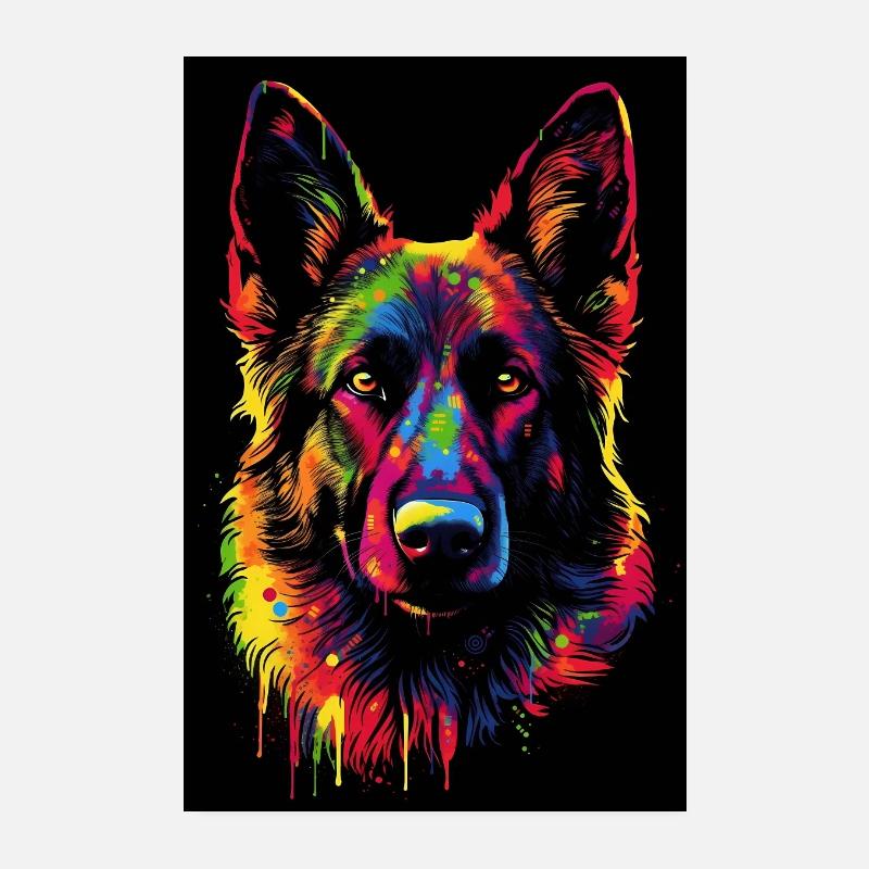 Deutscher Schäferhund Color - Poster 20x30 cm - Weiß