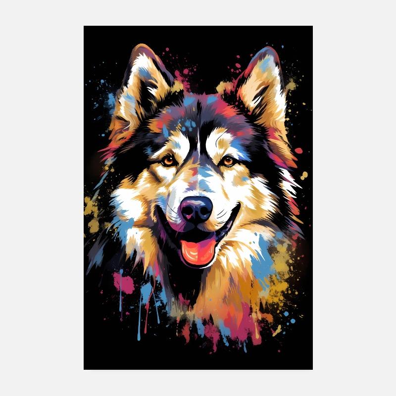 Alaskan Malamute Colorful Bunt Poster 20x30 cm