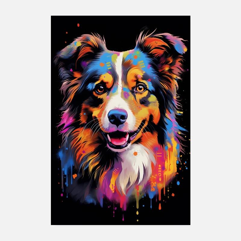 Australischer Schäferhund Aussie - Poster 20x30 cm - Weiß