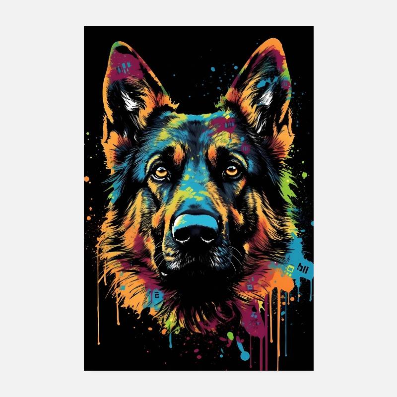 Deutscher Schäferhund Color Poster 20x30 cm