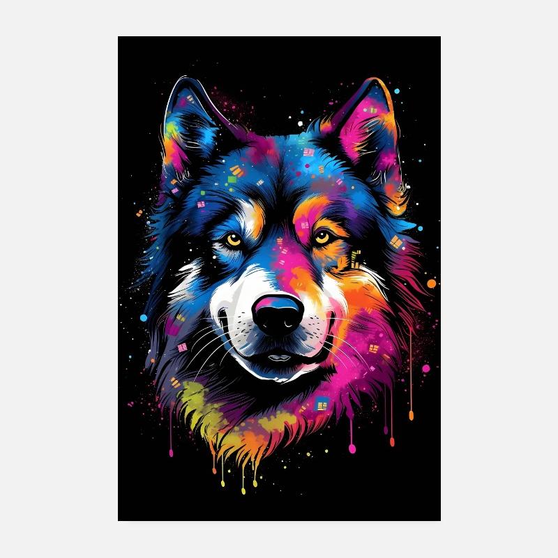Malamute d’Alaska Carie colorée Poster 20 x 30 cm