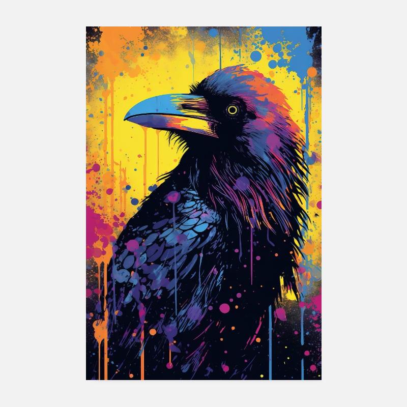 Krähe Farbe Rabe Poster 20x30 cm