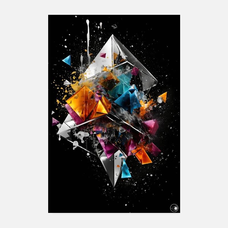 Geometrische Explosion - Poster 20x30 cm - Weiß