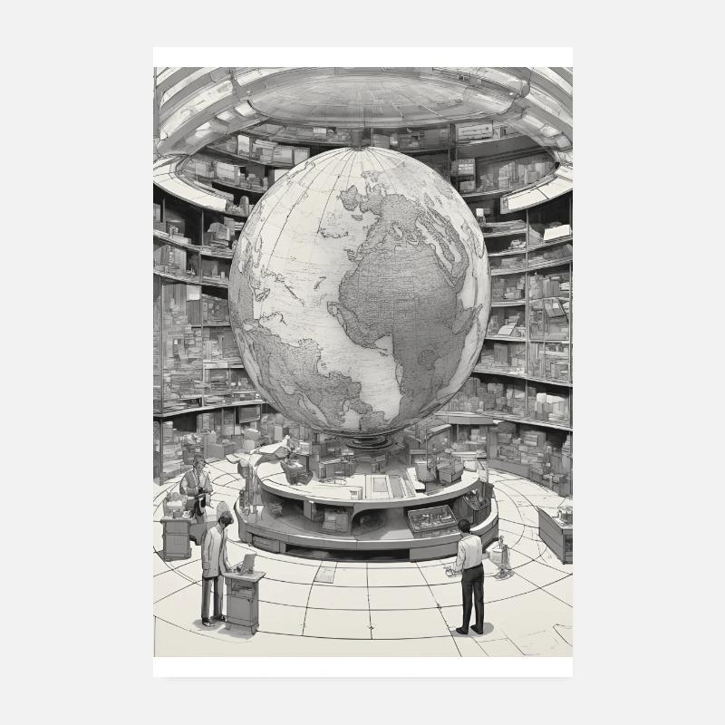 Globe with researchers Poster 8" x 12" (20x30 cm)