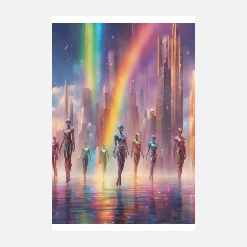 Cyborgs in a modern city Poster 8" x 12" (20x30 cm)