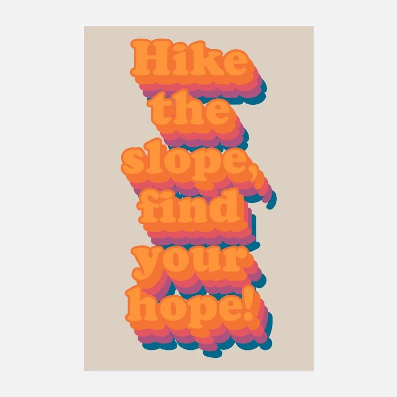 Finde Hoffnung beim Wandern retro Typographie Poster 20x30 cm
