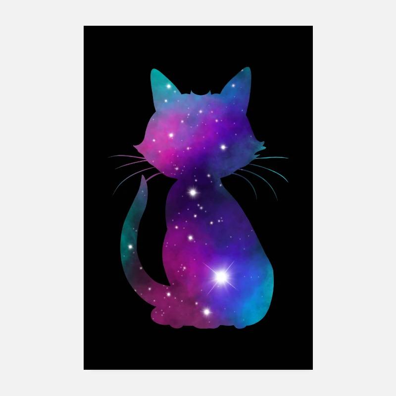 Galaxy Cat Poster - Poster 20x30 cm - Weiß