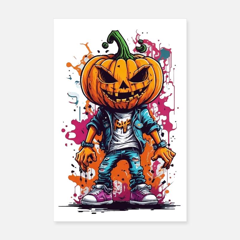 Unleash Spooky Creativity: Colorful Graffiti Pumpk Poster 8" x 12" (20x30 cm)