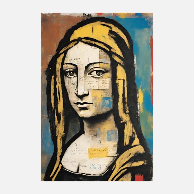 Mona Lisa in bunten Post-it-Zetteln Poster 20x30 cm
