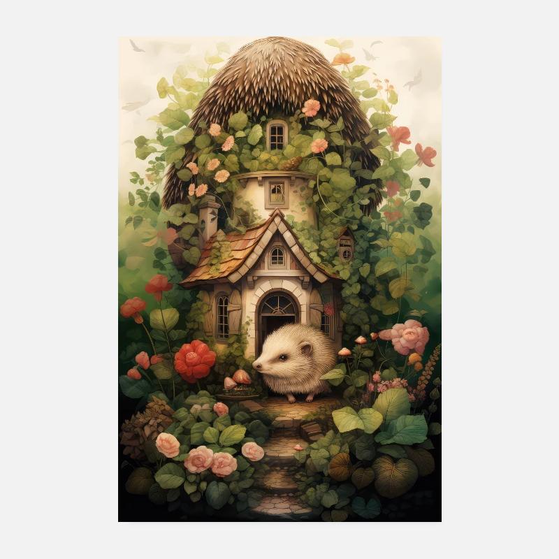 igel, cottagecore - Poster 20x30 cm - Weiß