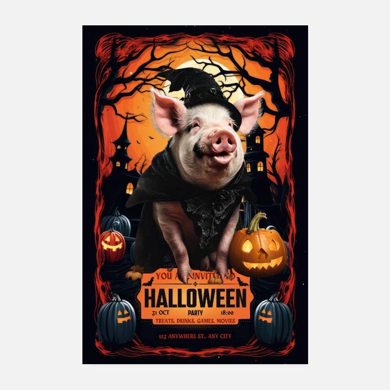 Cochon d’affiche d’Halloween - Cochon monstre Poster 20 x 30 cm
