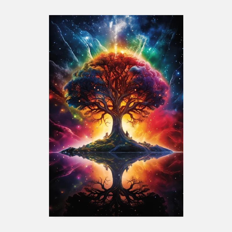 Tree of Life, Universe, Planets, Outer Space Poster 8" x 12" (20x30 cm)
