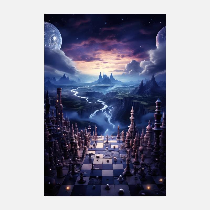 Échecs, Univers, Planètes, Espace Poster 20 x 30 cm