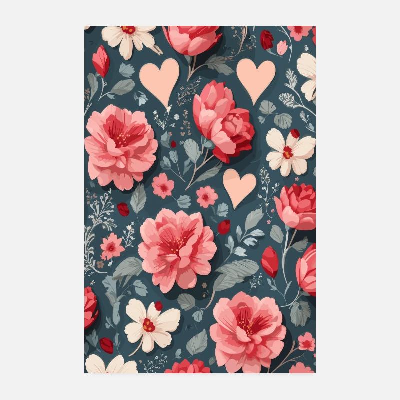 Roses with hearts Poster 8" x 12" (20x30 cm)