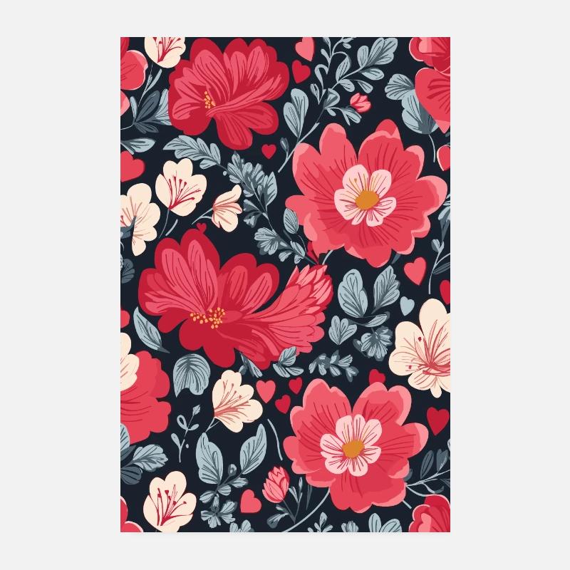Blumen Muster Poster 20x30 cm