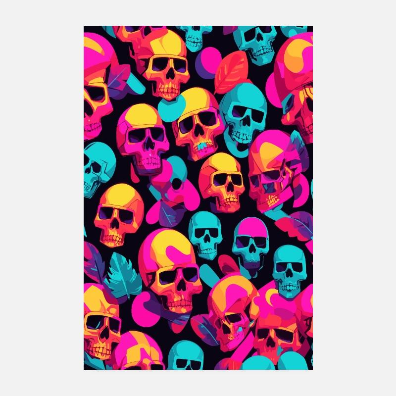 Neon Totenköpfe Poster 20x30 cm