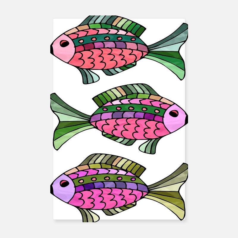 Fische - Poster 20x30 cm - Weiß