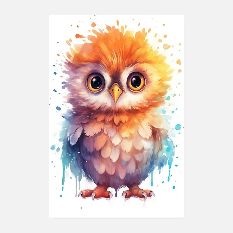 Eule Vogel Tier Eulen Watercolor Poster 20x30 cm