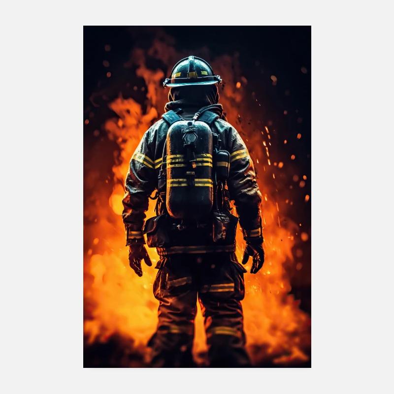 Pompier Pompier Cool - Poster 20 x 30 cm - blanc