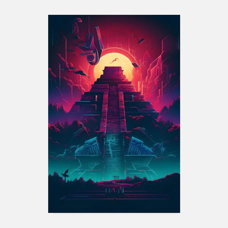 Chichén Itzá Mexiko - Poster 20x30 cm - Weiß