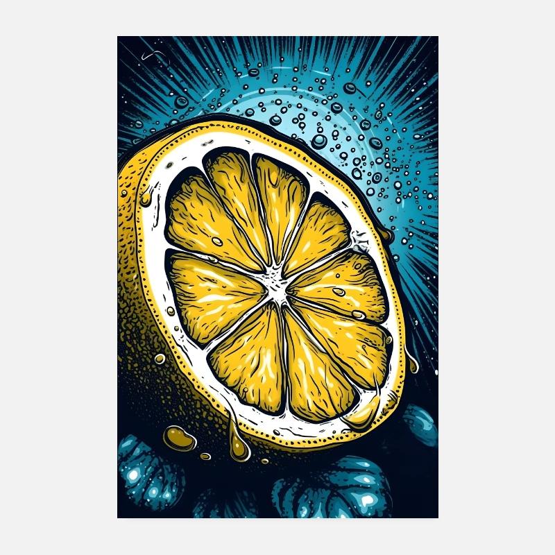 Zitrone - Poster 20x30 cm - Weiß