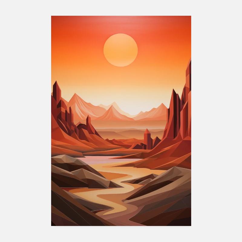 Desert Landscape with Sunset Poster 8" x 12" (20x30 cm)