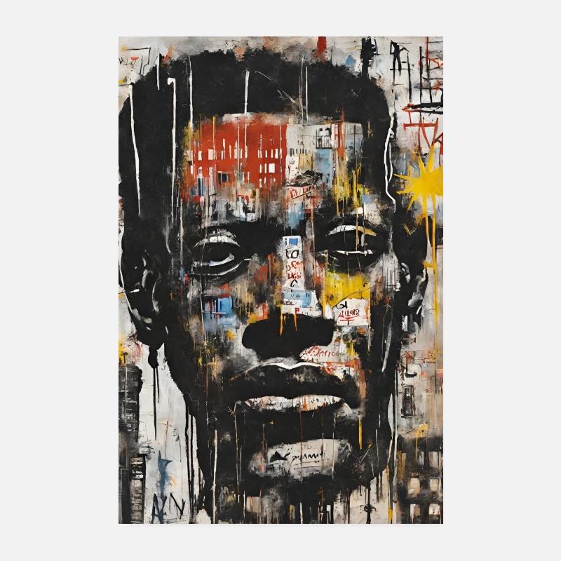 "Poster Éclaté : Fusion de la Rue et du visage Poster 20 x 30 cm