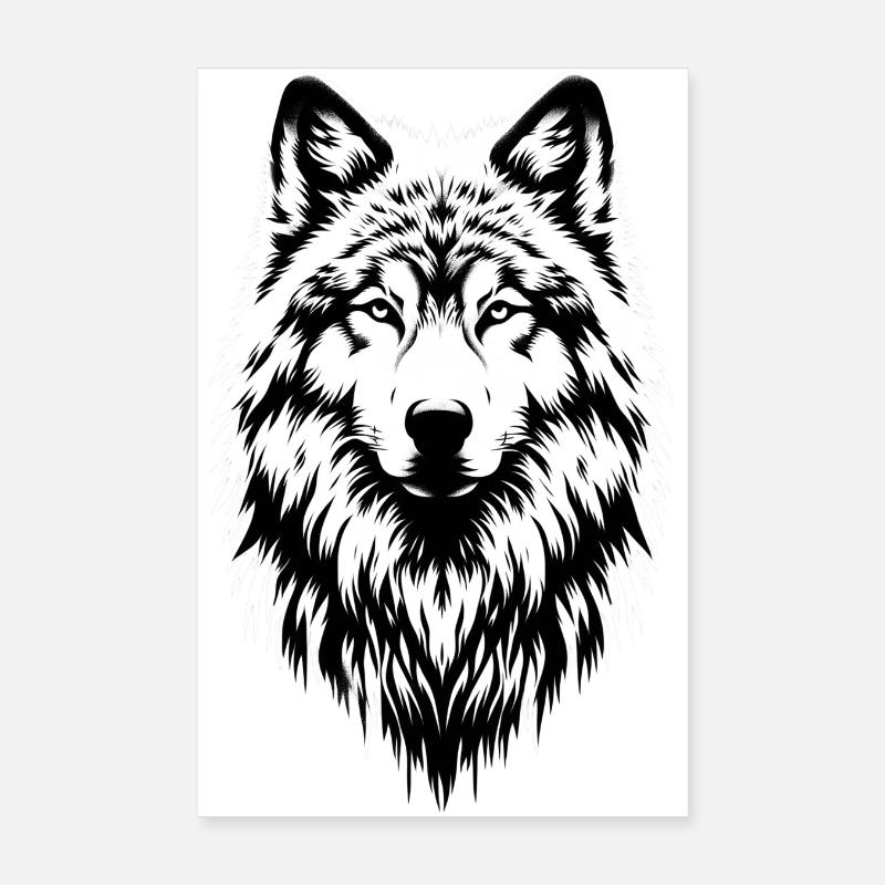 Loup - Poster 20 x 30 cm - blanc