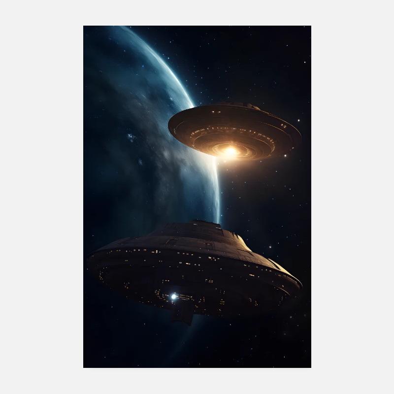 Spaceships in space Poster 8" x 12" (20x30 cm)