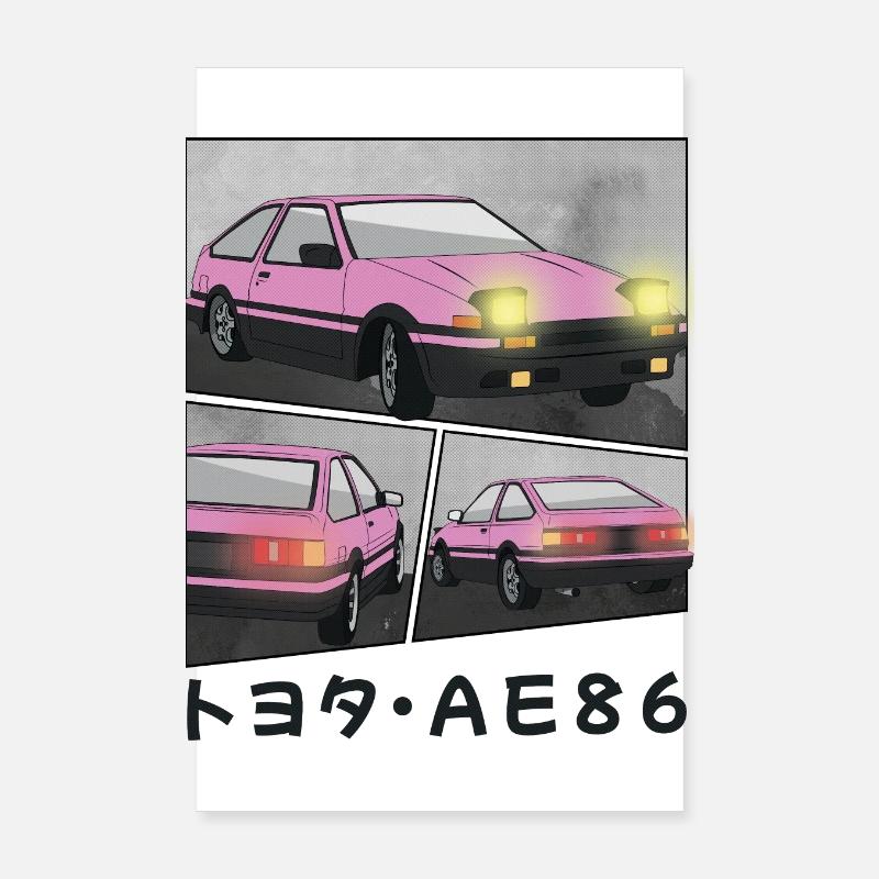 POP PINK CAR COMIC / POP UP HEADLIGHTS HATCHBACK Poster 20x30 cm