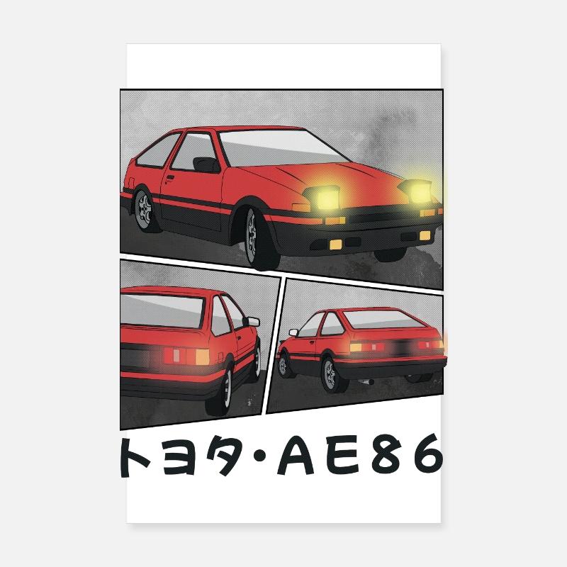 BANDE DESSINÉE DE VOITURE ROUGE LAVE / PHARES POP-UP HATCHBACK Poster 20 x 30 cm