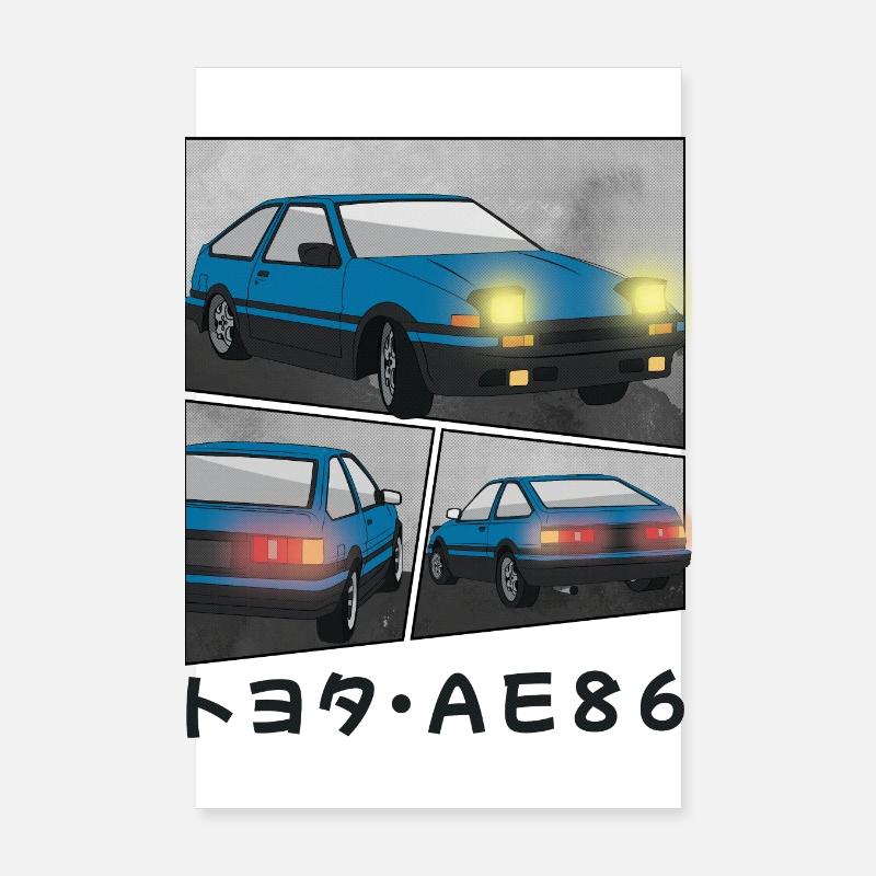 DEEP OCEAN CAR COMIC / POP UP HEADLIGHTS HATCHBACK - Poster 20x30 cm - Weiß