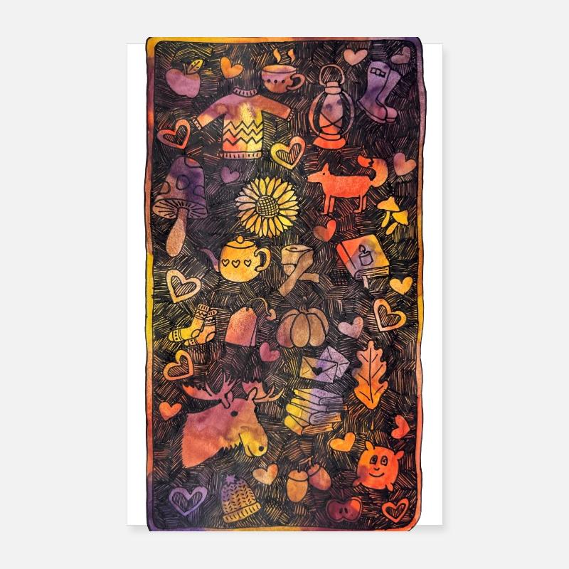 Hygge Herbst Liebe Herbstzeit hyggelig cozzy Elch Poster 20x30 cm