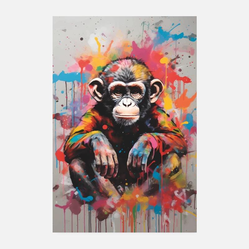 Monkey PopArt Poster 8" x 12" (20x30 cm)