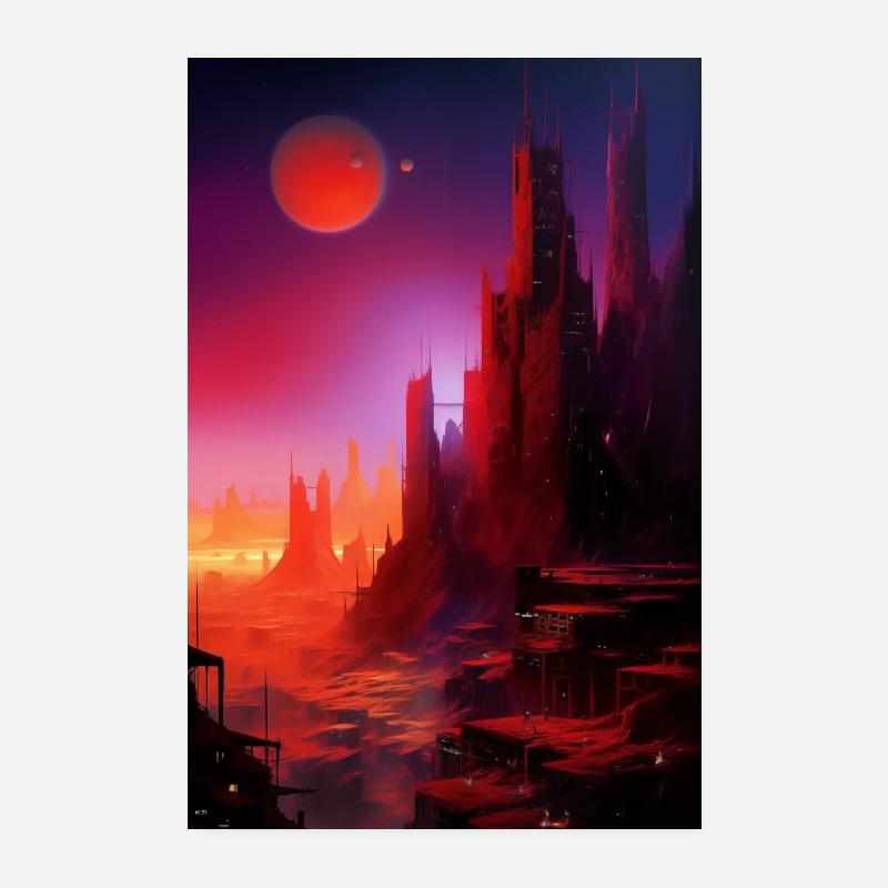 Futuristic city on Mars Poster 8" x 12" (20x30 cm)