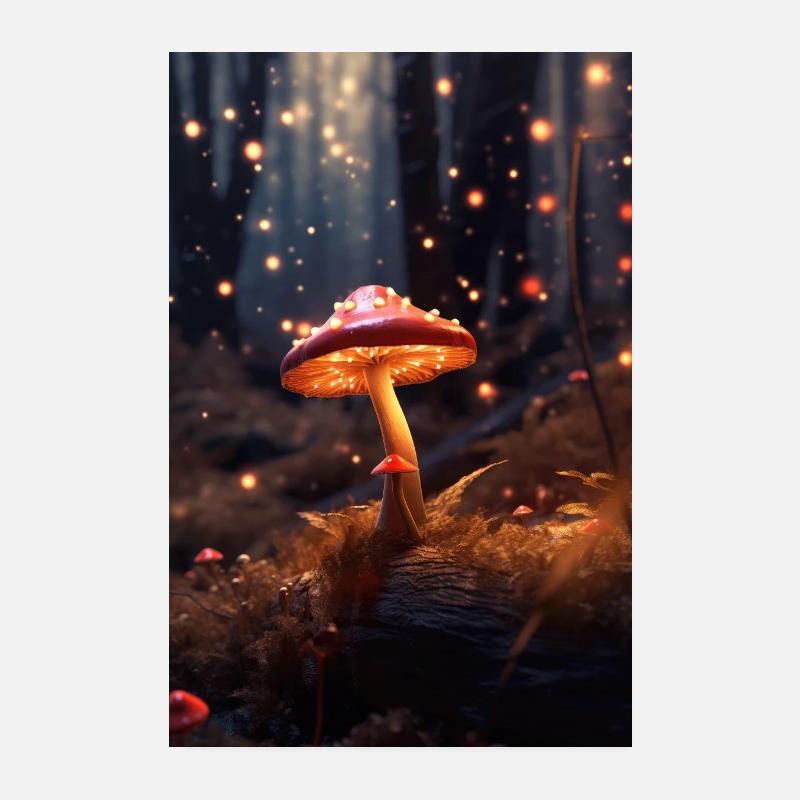 Pilz Pilze Funghi Champignon Night Poster 20x30 cm