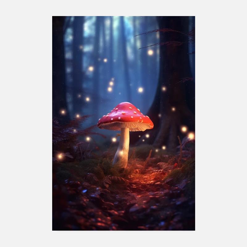 Champignons Champignons Champignon Éclairage Poster 20 x 30 cm