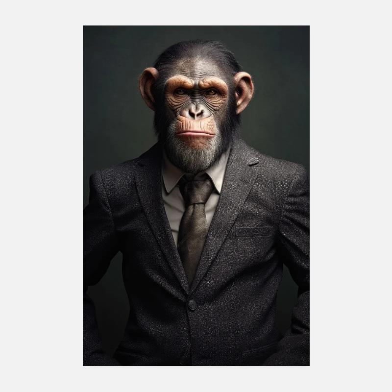 Affe Affen Tier Gorilla Schimpanse Suit Poster 20x30 cm