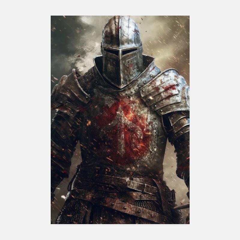 Deus Vult Crusader Knights Templar Middle Ages Poster 8" x 12" (20x30 cm)