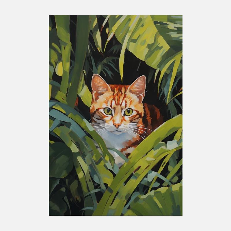 Illustration de chat roux mignon Poster 20 x 30 cm