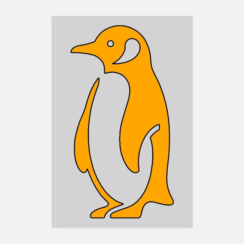 Penguin Simple Minimalistic Style Orange Poster 8" x 12" (20x30 cm)