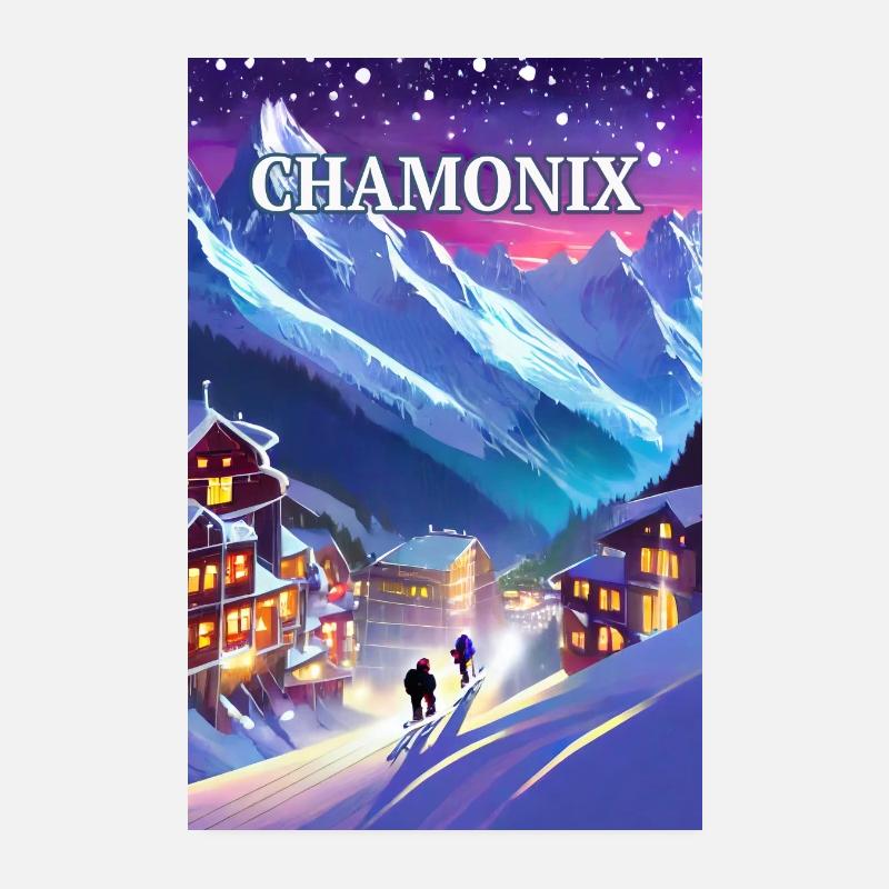 Chamonix ski resort, alpine pearl Poster 8" x 12" (20x30 cm)