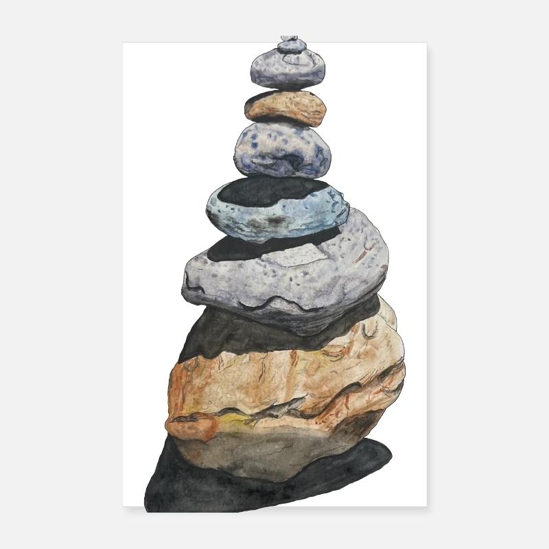 Pile de pierres, tourelle de pierre, cairn, randonnée Poster 20 x 30 cm