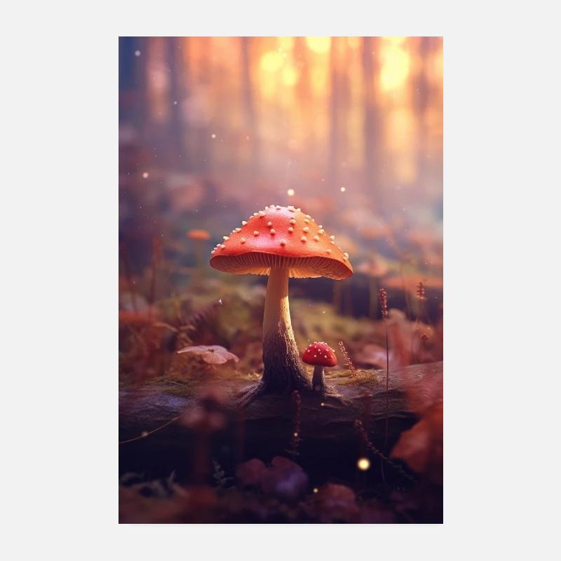 Champignons Champignons Funghi Champignon Forêt Poster 20 x 30 cm