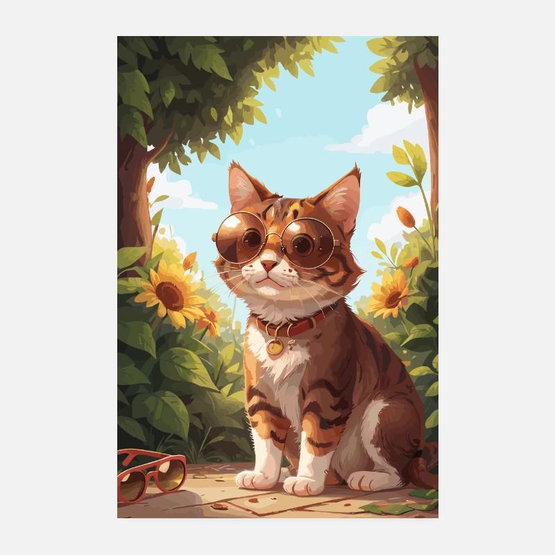 Cute cat with sunglasses Poster 8" x 12" (20x30 cm)