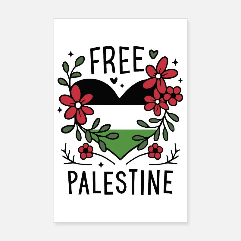 Free palestine flag Poster 8" x 12" (20x30 cm)