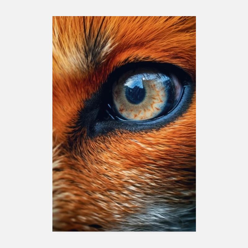 Fox Foxes Animal Eye - Poster 20 x 30 cm - blanc