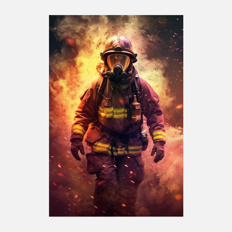 Fire Department Fireman Flame Poster 8" x 12" (20x30 cm)