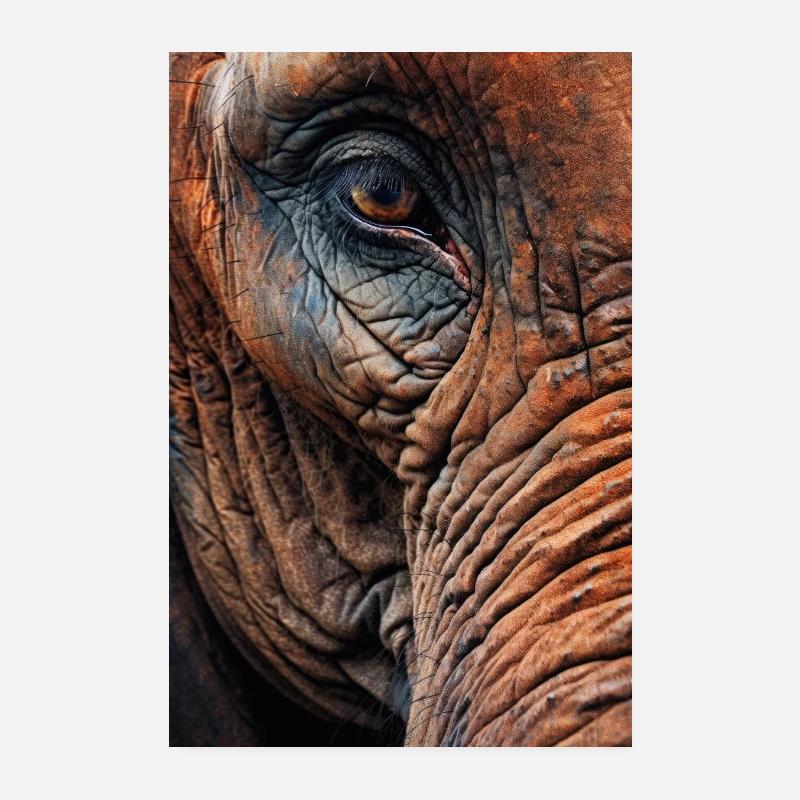 Éléphant Animal Éléphant Zoo Gros Plan Visage Poster 20 x 30 cm